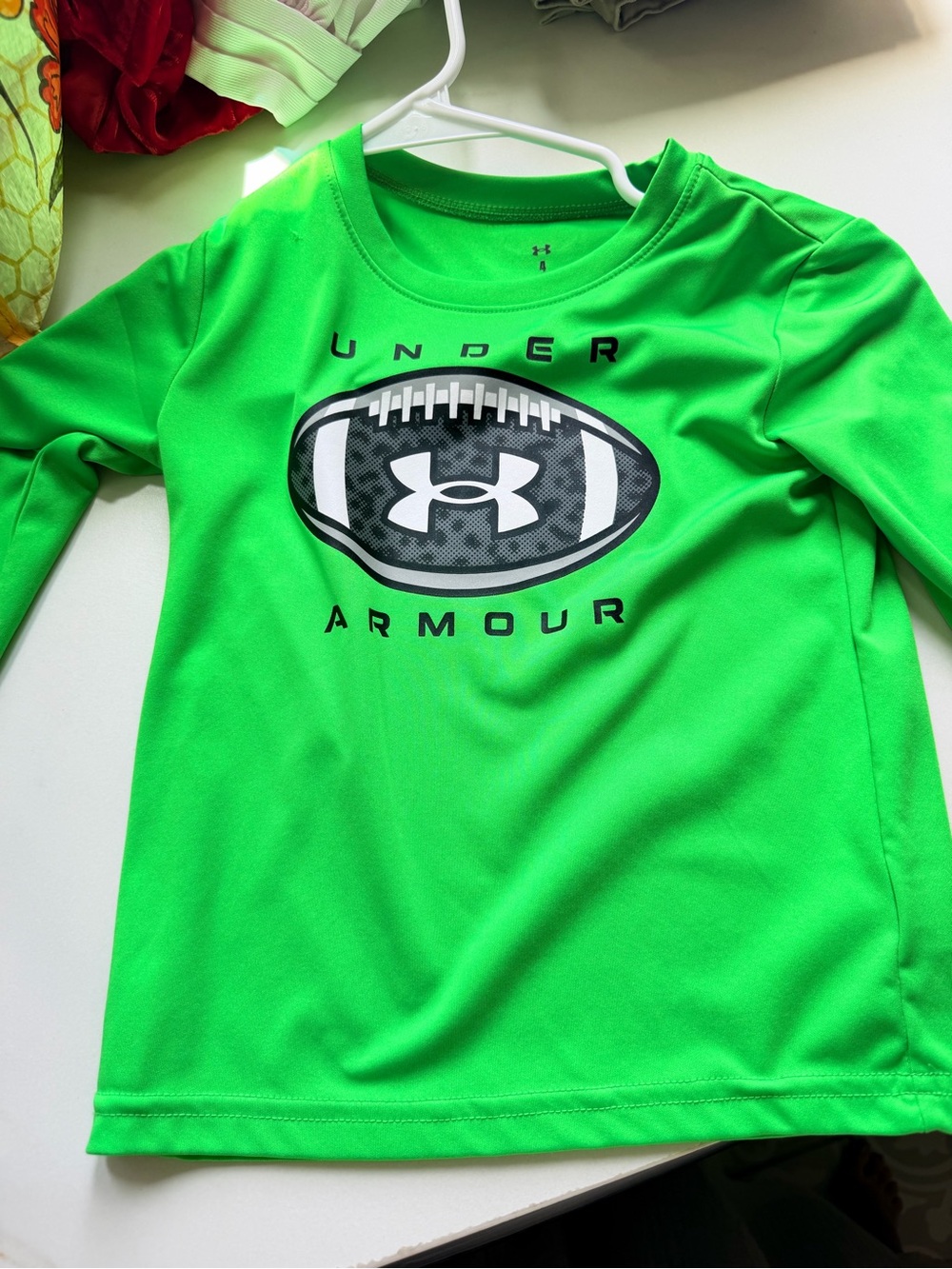 Under Armour Neon Green Long Sleeve Football Logo Tee